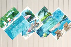 Watercolor Poolside Digital Paper Bundle Product Image 3