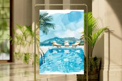 Watercolor Poolside Digital Paper Bundle Product Image 4