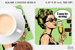 Sarcastic Quotes| Vintage Pop Art Square Coaster|Comic Book Product Image 1