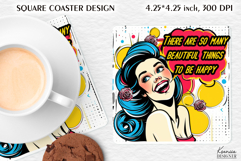 Sarcastic Quotes| Vintage Pop Art Square Coaster|Comic Book Product Image 1