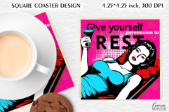 Sarcastic Quotes| Vintage Pop Art Square Coaster|Comic Book Product Image 1