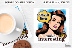 Sarcastic Quotes| Vintage Pop Art Square Coaster|Comic Book Product Image 1