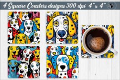 Square Coasters | Dog Pop art pattern Product Image 1