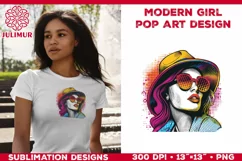 Pop Art Girl T-Shirt Design. Modern Pop Art Girl Sublimation Product Image 3