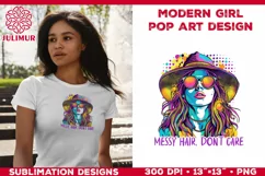 Pop Art Girl T-Shirt Design. Modern Pop Art Girl Sublimation Product Image 5
