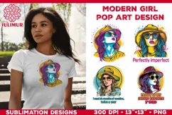 Pop Art Girl T-Shirt Design. Modern Pop Art Girl Sublimation Product Image 1