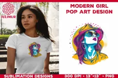 Pop Art Girl T-Shirt Design. Modern Pop Art Girl Sublimation Product Image 2