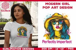 Pop Art Girl T-Shirt Design. Modern Pop Art Girl Sublimation Product Image 3