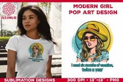 Pop Art Girl T-Shirt Design. Modern Pop Art Girl Sublimation Product Image 4