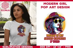 Pop Art Girl T-Shirt Design. Modern Pop Art Girl Sublimation Product Image 5