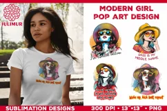 Pop Art Girl T-Shirt Design. Modern Pop Art Girl Sublimation Product Image 1