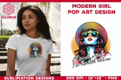 Pop Art Girl T-Shirt Design. Modern Pop Art Girl Sublimation Product Image 2