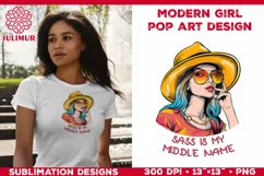 Pop Art Girl T-Shirt Design. Modern Pop Art Girl Sublimation Product Image 3