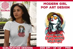 Pop Art Girl T-Shirt Design. Modern Pop Art Girl Sublimation Product Image 4