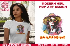 Pop Art Girl T-Shirt Design. Modern Pop Art Girl Sublimation Product Image 5