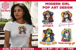 Pop Art Girl T-Shirt Design. Modern Pop Art Girl Sublimation Product Image 1