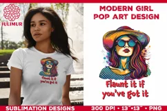 Pop Art Girl T-Shirt Design. Modern Pop Art Girl Sublimation Product Image 2