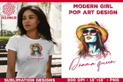 Pop Art Girl T-Shirt Design. Modern Pop Art Girl Sublimation Product Image 3