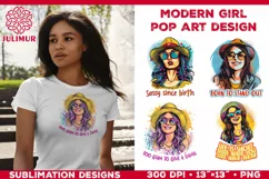 Pop Art Girl T-Shirt Design. Modern Pop Art Girl Sublimation Product Image 1