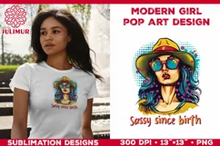 Pop Art Girl T-Shirt Design. Modern Pop Art Girl Sublimation Product Image 2