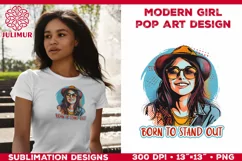 Pop Art Girl T-Shirt Design. Modern Pop Art Girl Sublimation Product Image 3