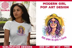 Pop Art Girl T-Shirt Design. Modern Pop Art Girl Sublimation Product Image 4
