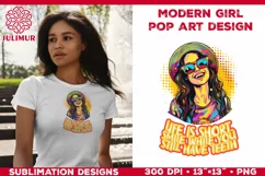 Pop Art Girl T-Shirt Design. Modern Pop Art Girl Sublimation Product Image 5