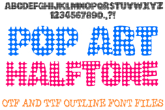 Pop Art Halftone Font Dot Newsprint Typography Lettering ABC by Squeeb Creative