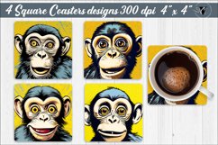 Square Coasters | Monkey Pop art Product Image 1