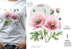 Pink poppies png sublimation| Provence |flora wildflowers Product Image 1