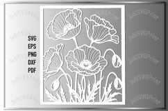 Poppies Laser cut svg Flowers wall art Stencil engraving cnc Product Image 1