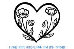 Poppies Heart Wreath Flower Graphic Clipart PNG Illustration