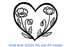 Poppies Heart Wreath Flower Graphic Clipart PNG Illustration