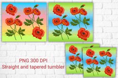 Floral tumbler design | Poppies sublimation Product Image 2
