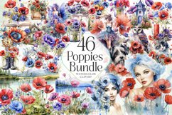 Poppies Flower Watercolor Illustrations 46 Variations Product Image 1