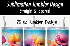 Dripping Watercolor Poppies | 20 oz Tumbler Sublimation Wrap Product Image 2