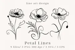 Minimalist Floral Line Art Clipart SVG | PNG | EPS Product Image 1