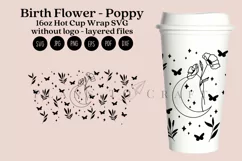 Poppy birth flower starbucks 16oz hot cup tumbler wrap svg presized template for tumbler grande suitable for cricut and silhouette