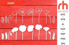 poppy svg, august flower svg, leo birth svg, poppy outline, poppy silhouette, laser cut file, layered poppy svg, poppy bouquet svg, poppy bundle, wood poppy svg, month flower svg, leo plant svg, birth flower svg