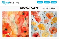 Watercolor Poppy Floral Seamless Digital Paper Product Image 1