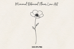 Minimal Botanical Flower SVG, Thin Line Floral Outline, PNG. Product Image 1
