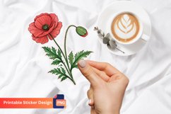 Poppy Flower Sticker Design, Floral sticker, Flower decals Product Image 1