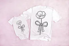 Poppy Flowers and Bow Floral Illustration Clipart PNG Product Image 3