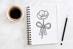 Poppy Flowers and Bow Floral Illustration Clipart PNG Product Image 2