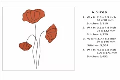 Poppy flowers embroidery design, one line art embroidery Product Image 2