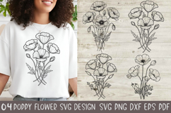 Poppy Flowers Svg,4 Flower Svg Cut Files Product Image 1
