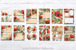 junk journal printables floral poppies shabby chic papers Product Image 2