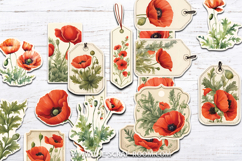 junk journal printables floral poppies shabby chic papers Product Image 4