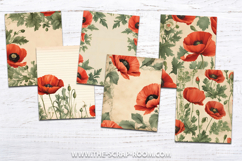 junk journal printables floral poppies shabby chic papers Product Image 5