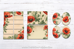 junk journal printables floral poppies shabby chic papers Product Image 8